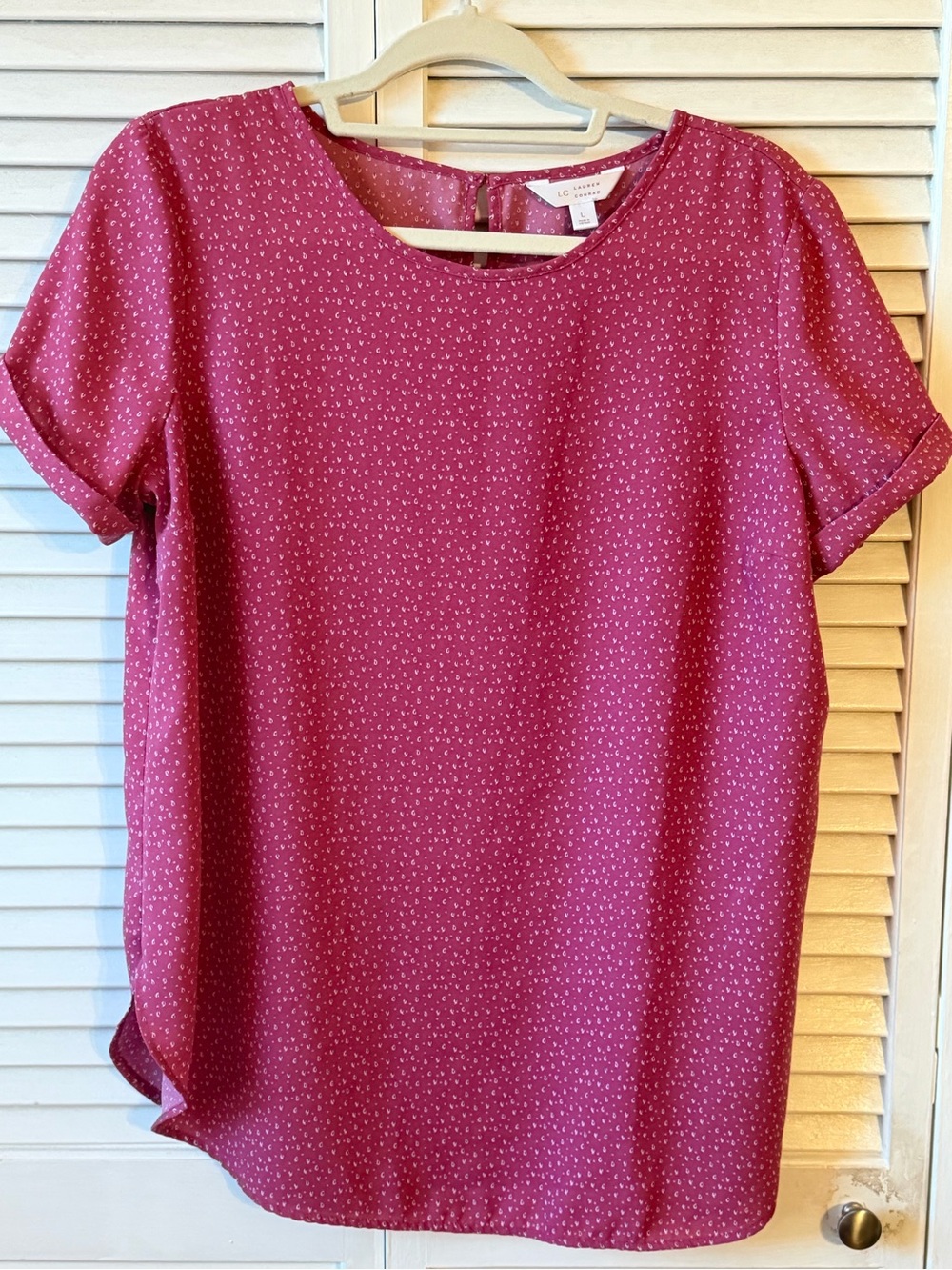 LC Lauren Conrad Raspberry Pink Short Sleeve Blouse